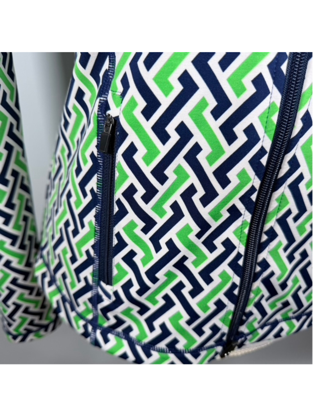 J. McLaughlin Billie Active Jacket Navy Green Geometric Sporty Full Zip Size S - Picture 8 of 11